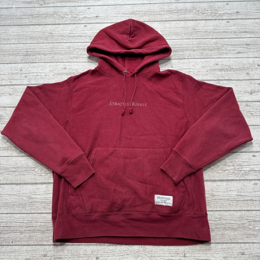 Strictly Rivals Champion Hoodie Men's M Red Reverse Weave Pullover Sweatshirt